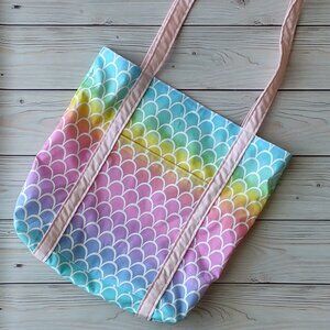 BRAND NEW! Tote Bag Book Bag with Outer Pocket - Ombre Mermaid